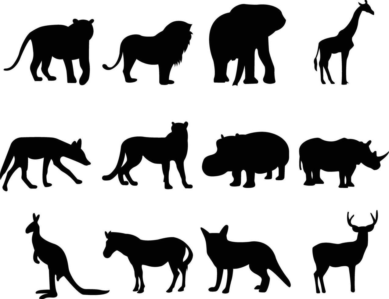 Silhouettes of Various Wild Animals vector