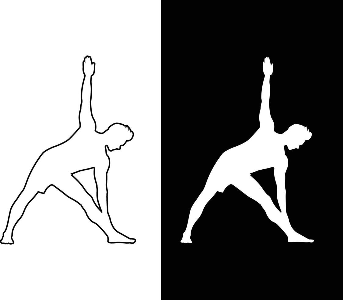Yoga Pose Silhouette Triangle Exercise for Flexibility and Balance vector