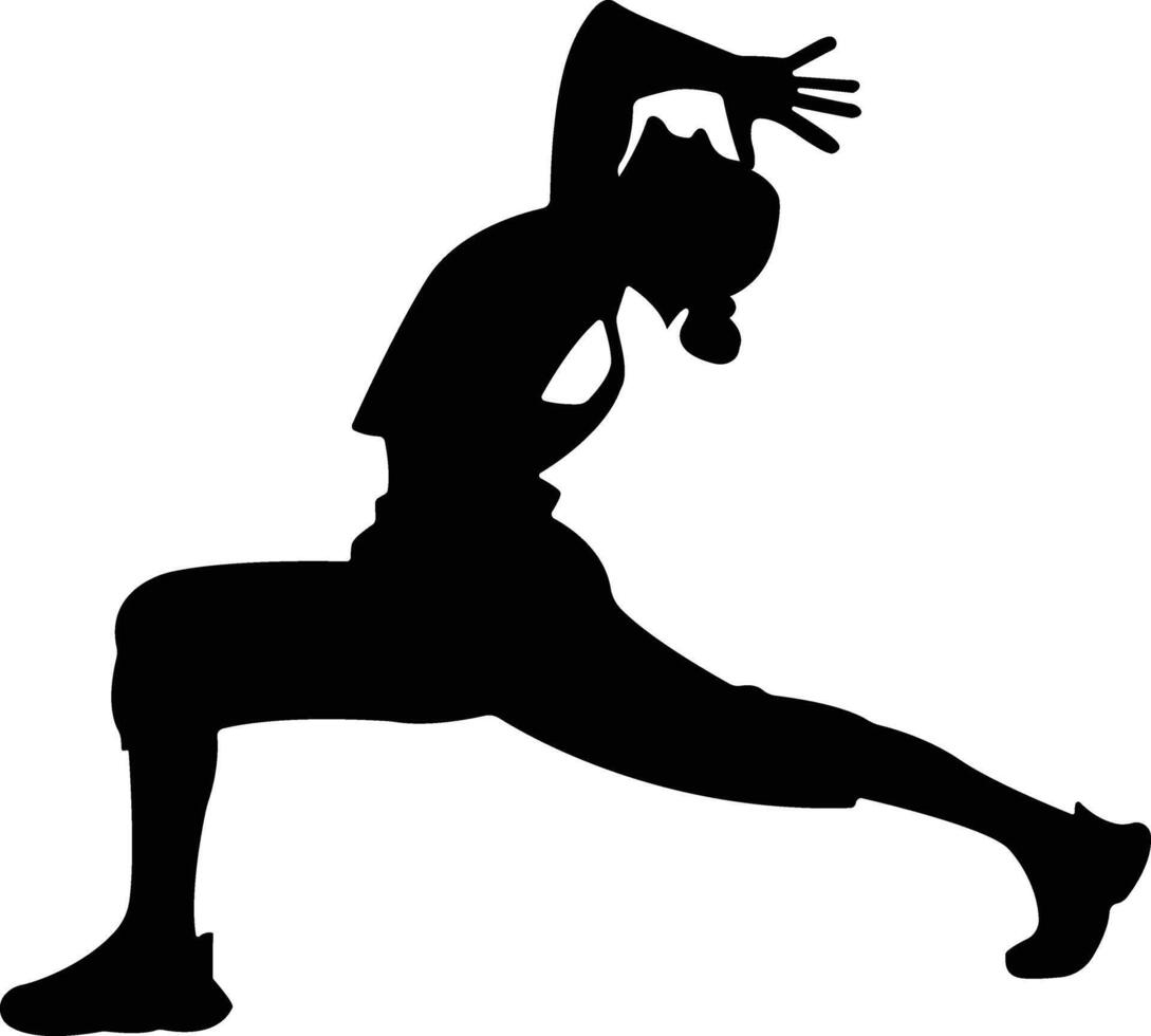 Yoga Pose Silhouette A person in a dynamic stretching position. vector