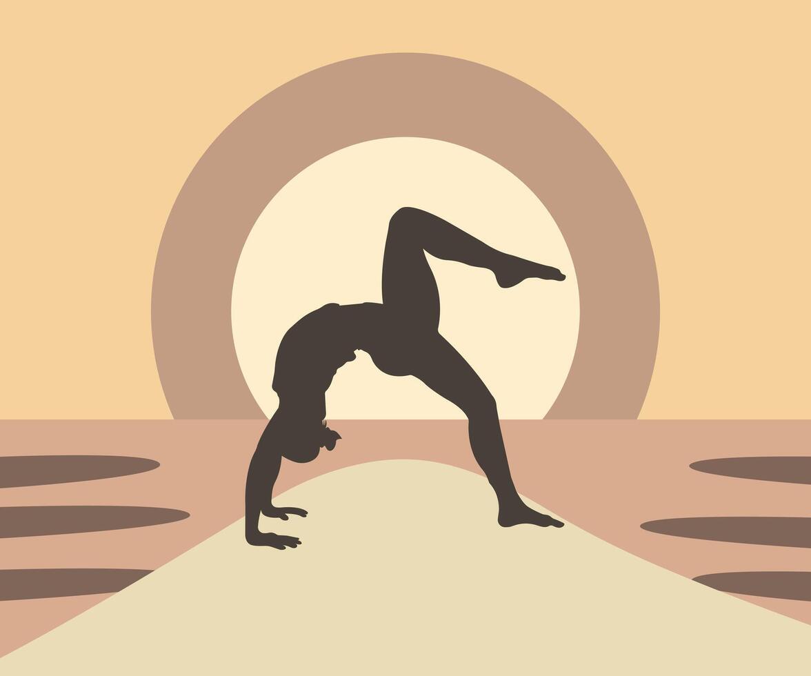 Yoga Bridge Pose at Sunset vector