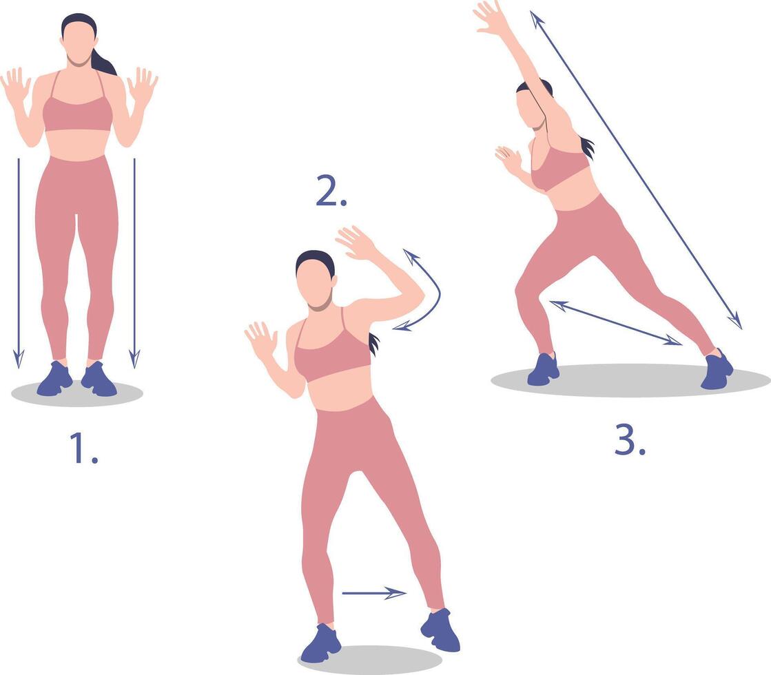Fitness routine with steps to follow vector