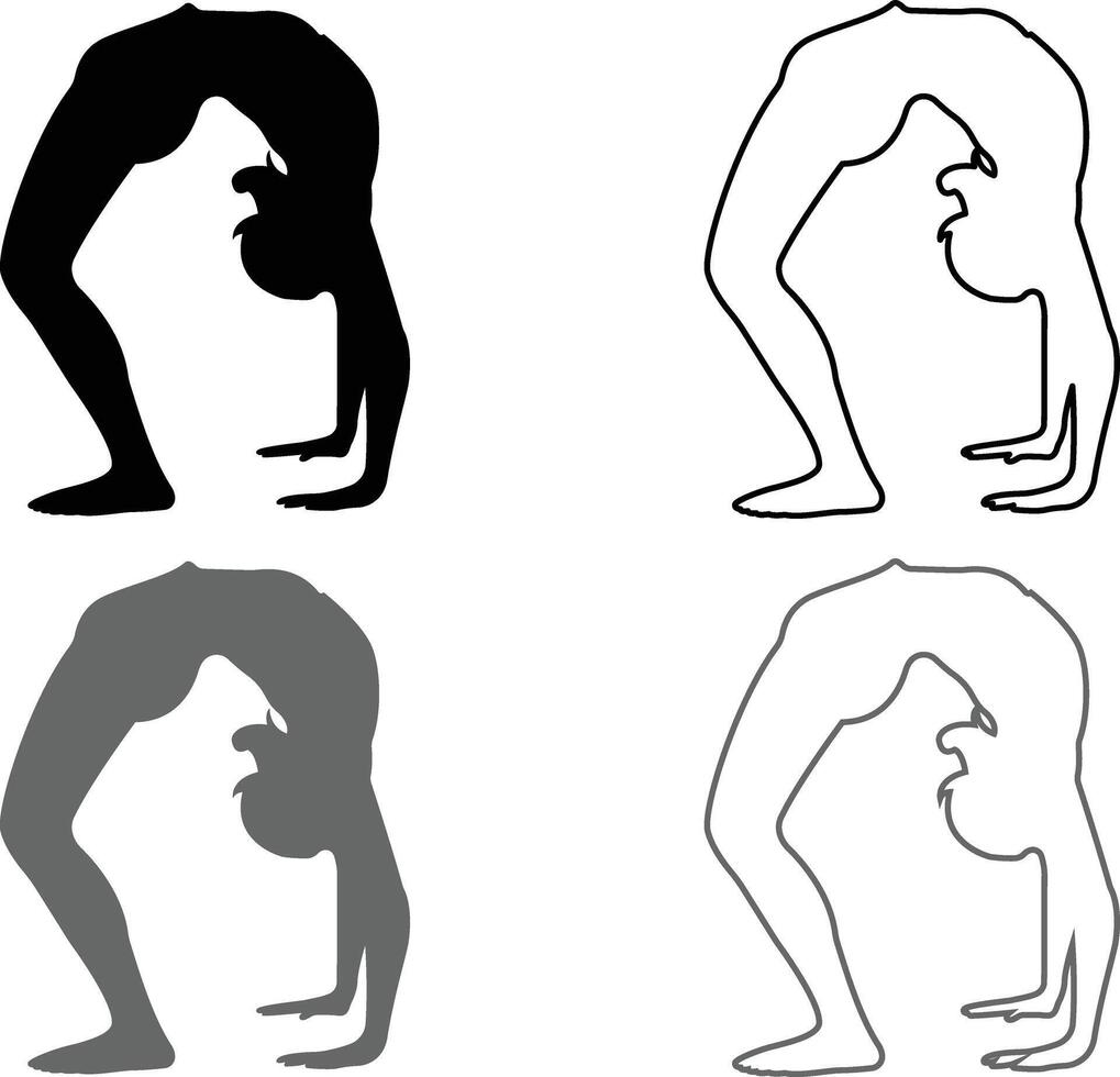 Yoga pose silhouette showing the wheel pose vector