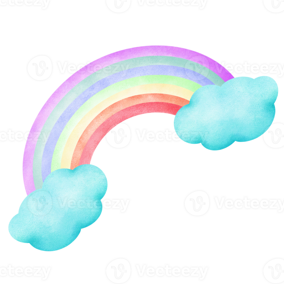 Rainbow with Clouds cute drawing png