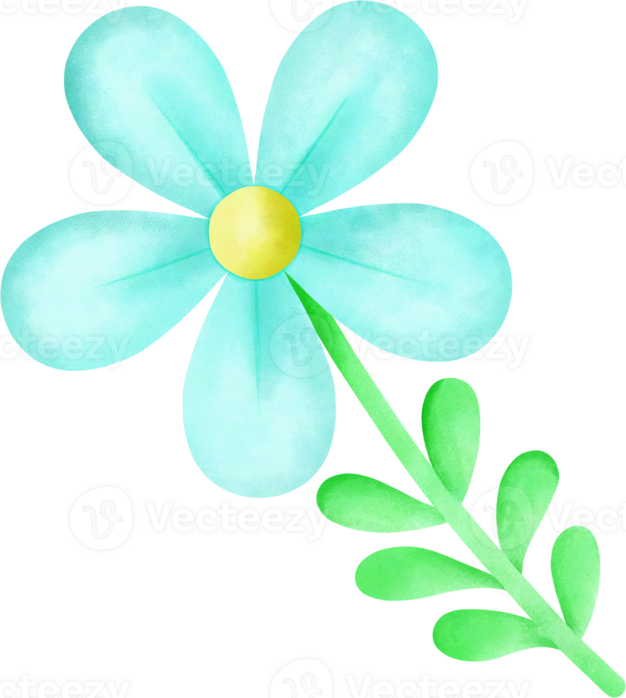 Flower Light Blue Cute drawing. png