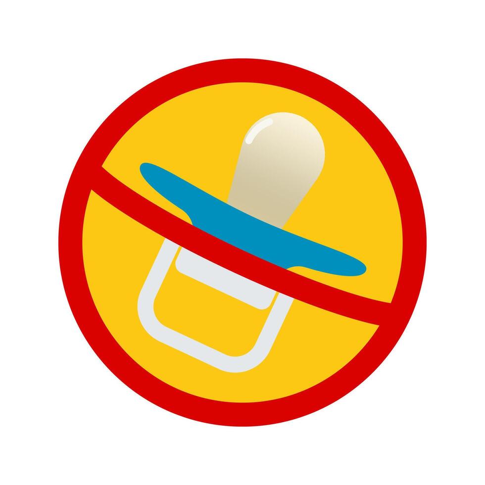 Warning no baby pacifier. Adult only concept vector