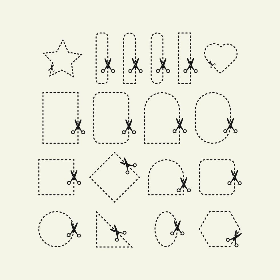 Scissor cut shape line sign graphic design vector