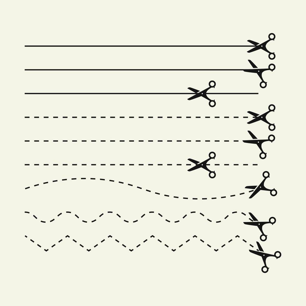 Scissor cut the line cut here sign graphic design vector