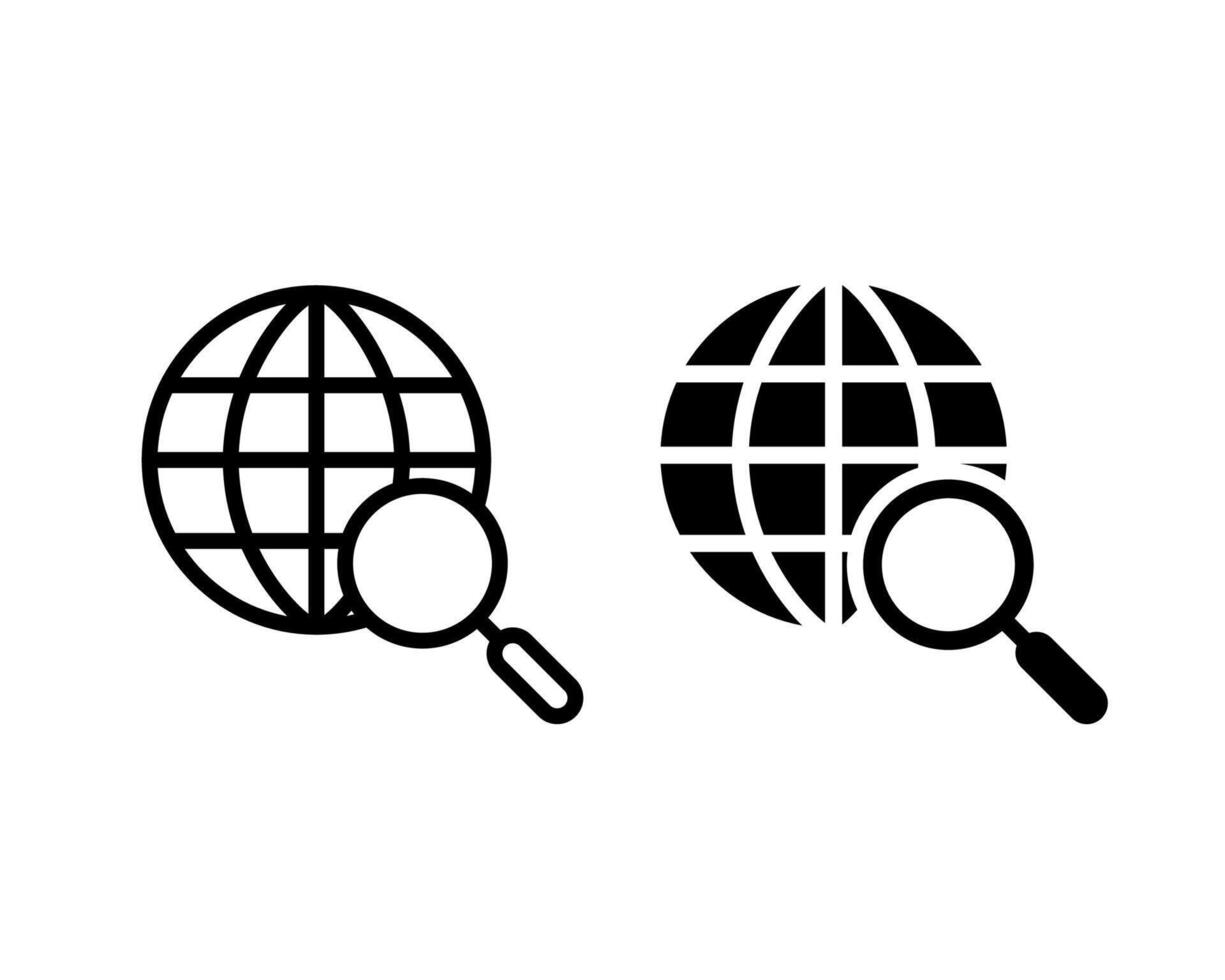 Global search icon. Search web icon set. Global Internet icon vector