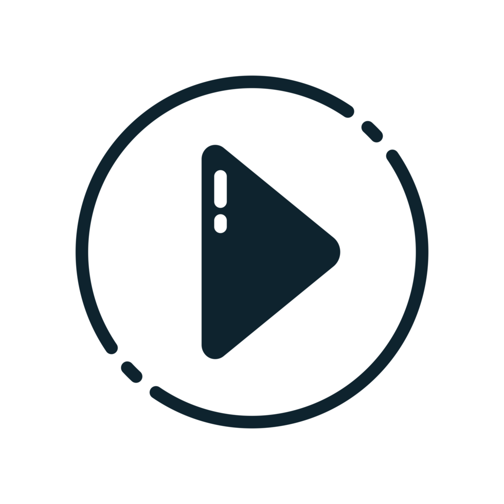 Design Illustration graphic of play button icon with glyph style. Suitable for UI, mobile design, web design, etc. Transparent Background. png