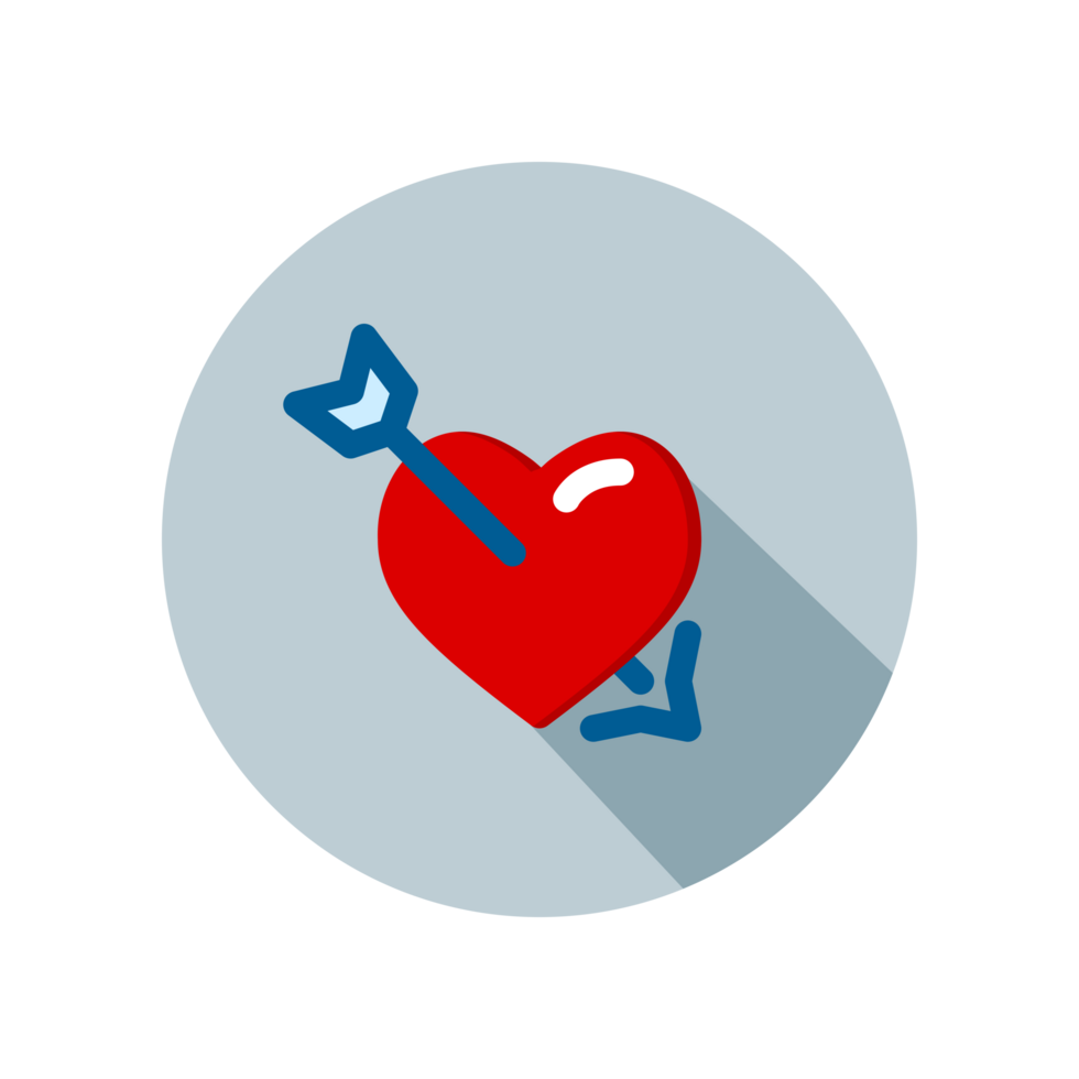Design Illustration graphic of Heart with Arrow icon with flat style. Suitable for UI, mobile design, web design, etc. Transparent Background. png