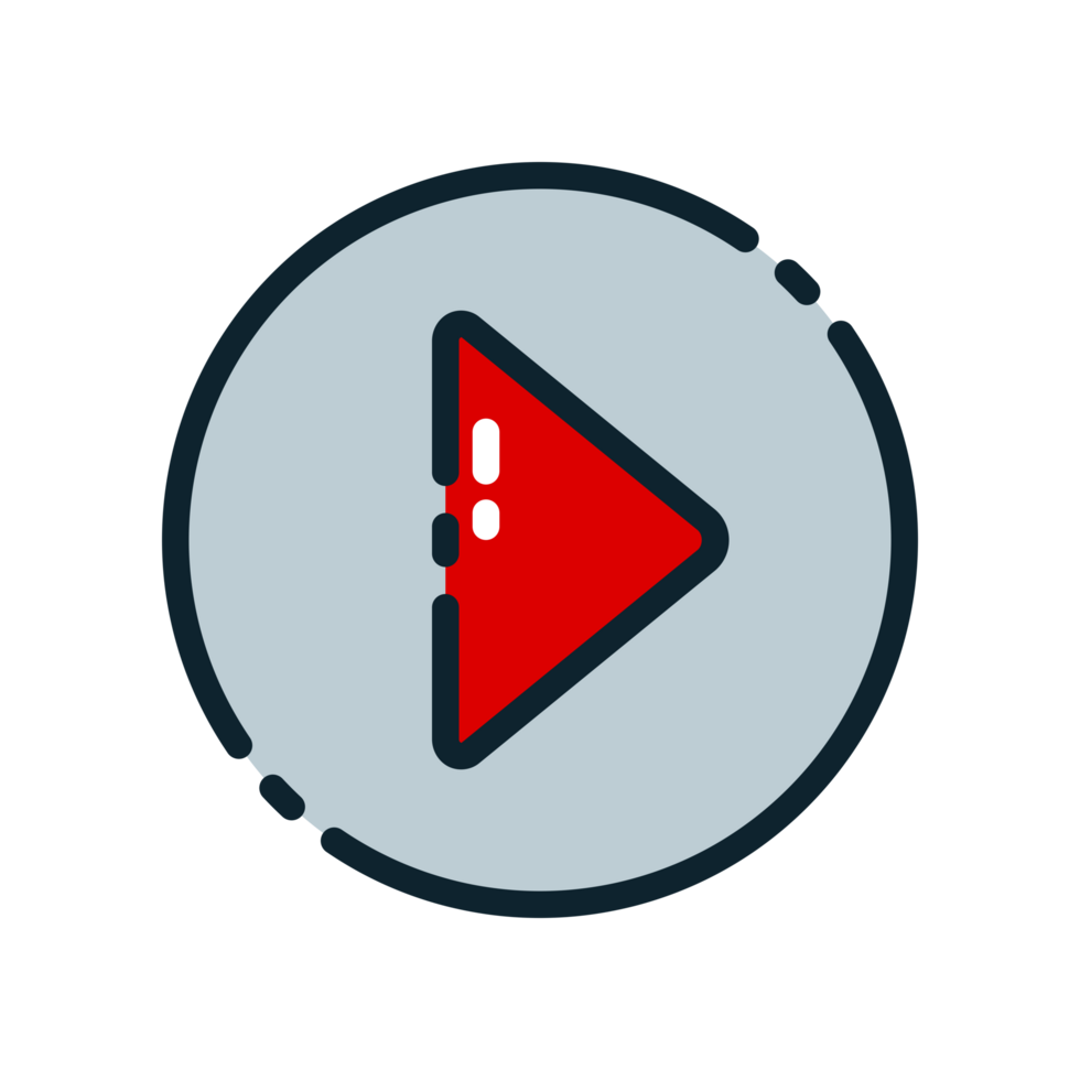 Design Illustration graphic of play button icon with colored line style. Suitable for UI, mobile design, web design, etc. Transparent Background. png