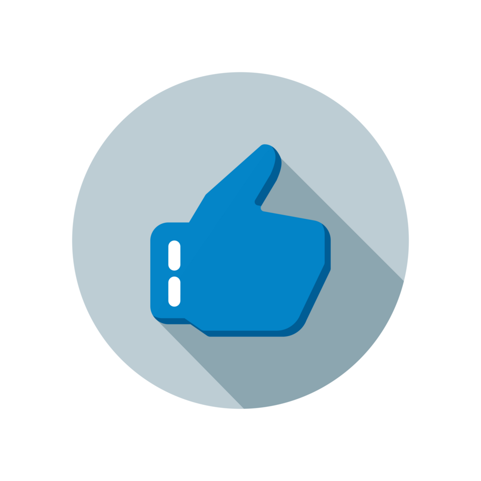 Design Illustration graphic of thumbs up symbol icon with flat style. Suitable for UI, mobile design, web design, etc. Transparent Background. png