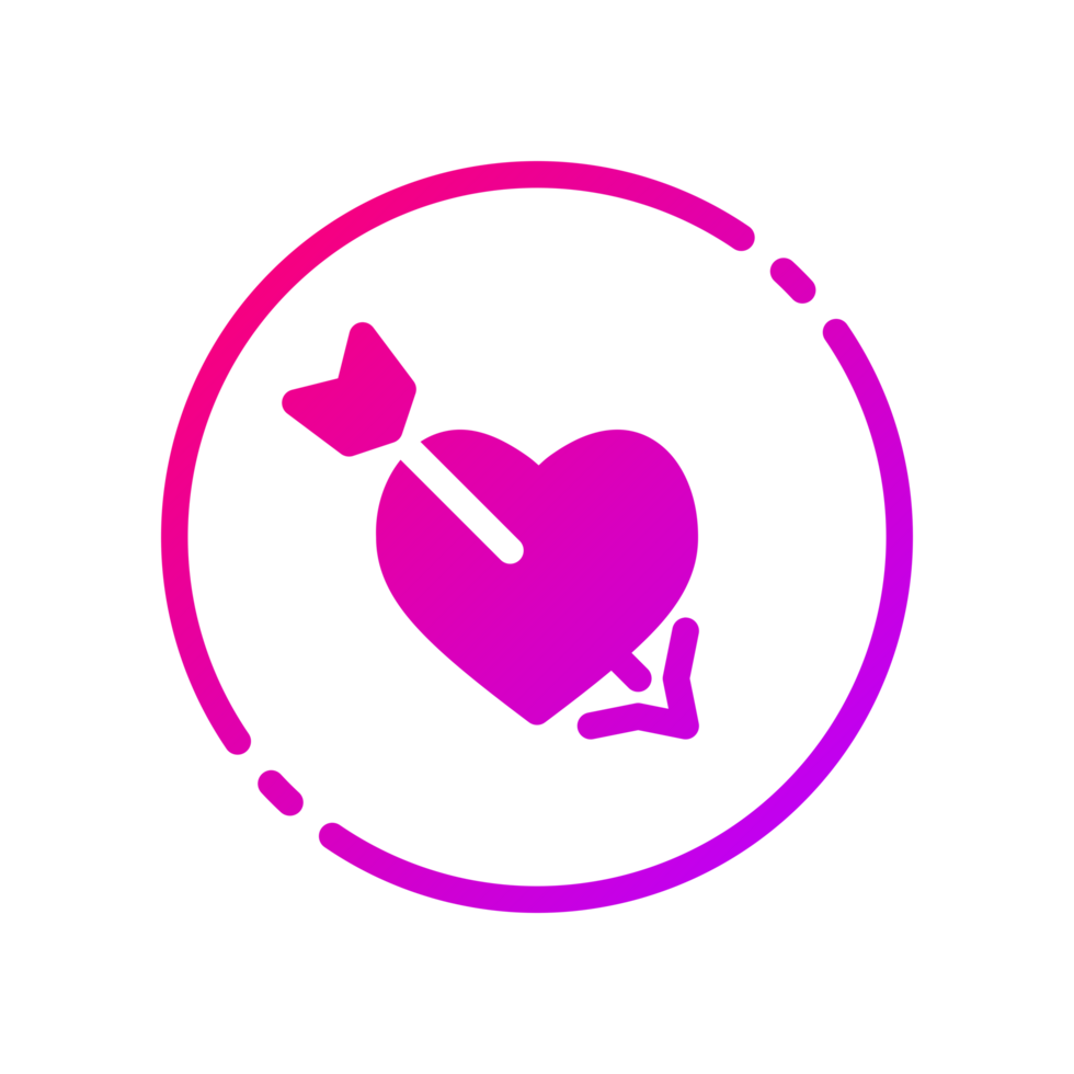 Design Illustration graphic of Heart with Arrow icon with gradient style. Suitable for UI, mobile design, web design, etc. Transparent Background. png
