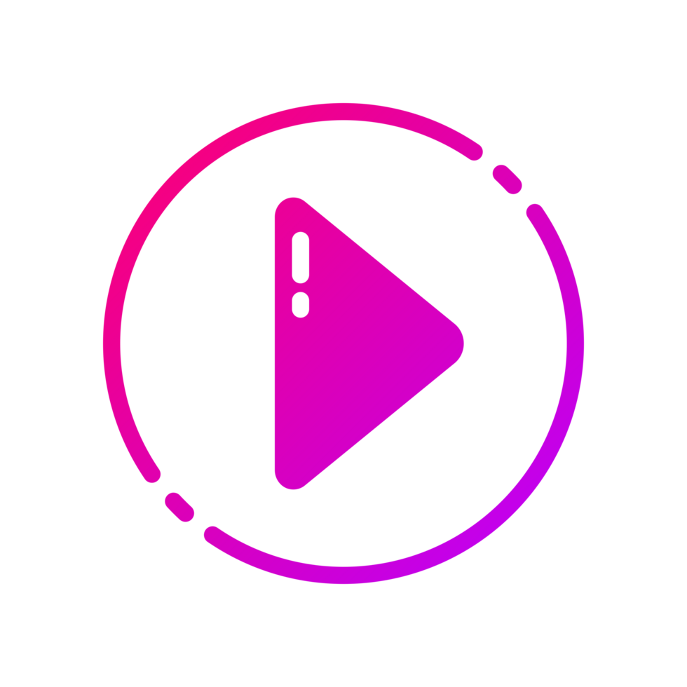 Design Illustration graphic of play button icon with gradient style. Suitable for UI, mobile design, web design, etc. Transparent Background. png