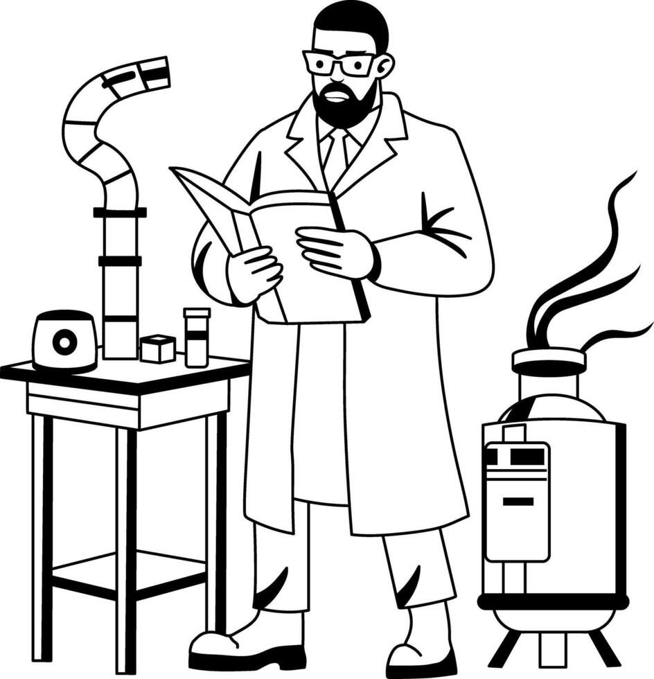 Cryogenic engineer illustration in glyph style vector