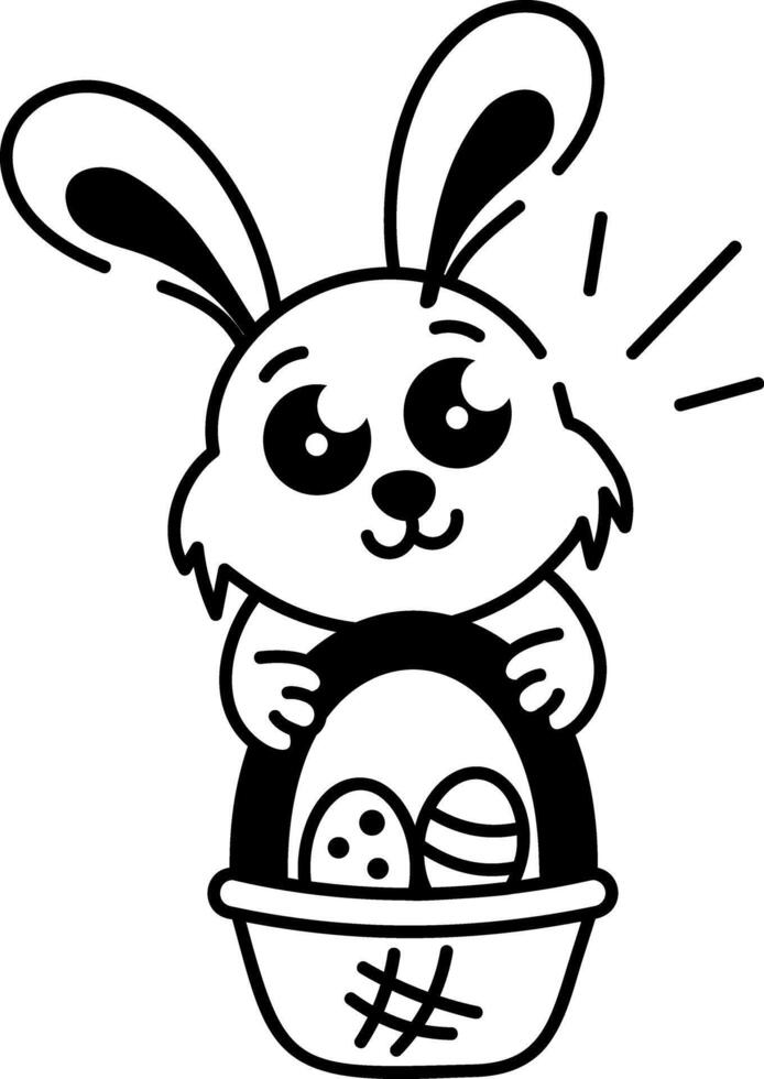 A hand drawn icon of cute easter bunny vector