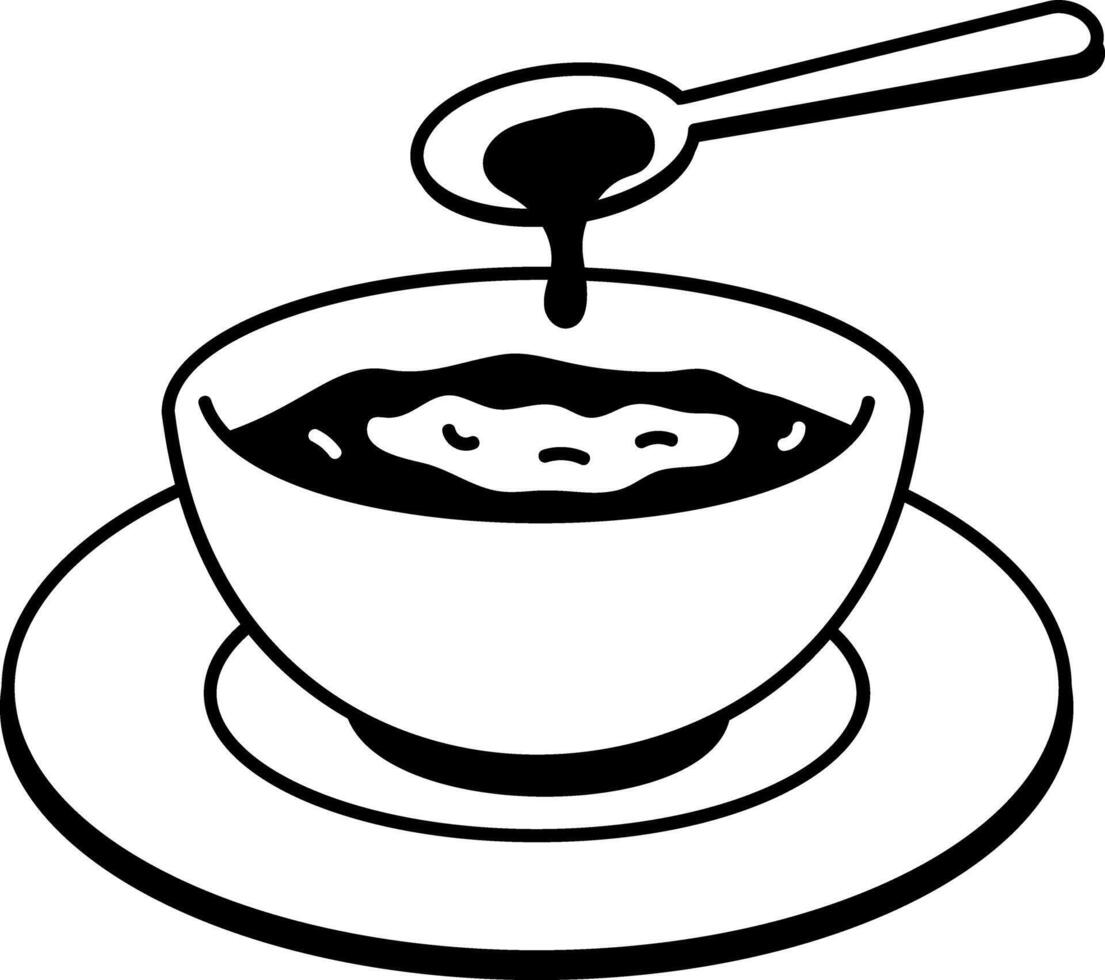 A doodle style icon of a carrot soup bowl vector