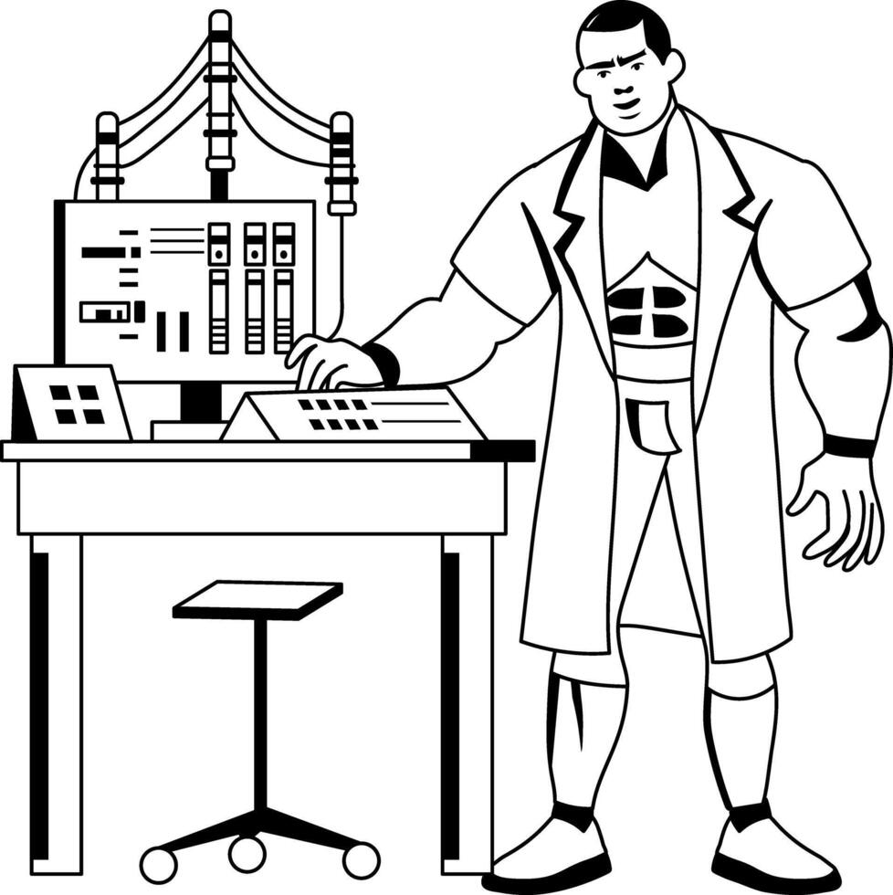 Biophysicist analysis research report illustration in glyph style vector