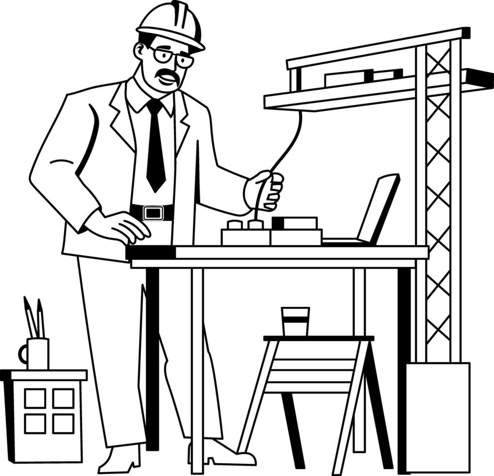 A glyph illustration of a professional structural engineer vector