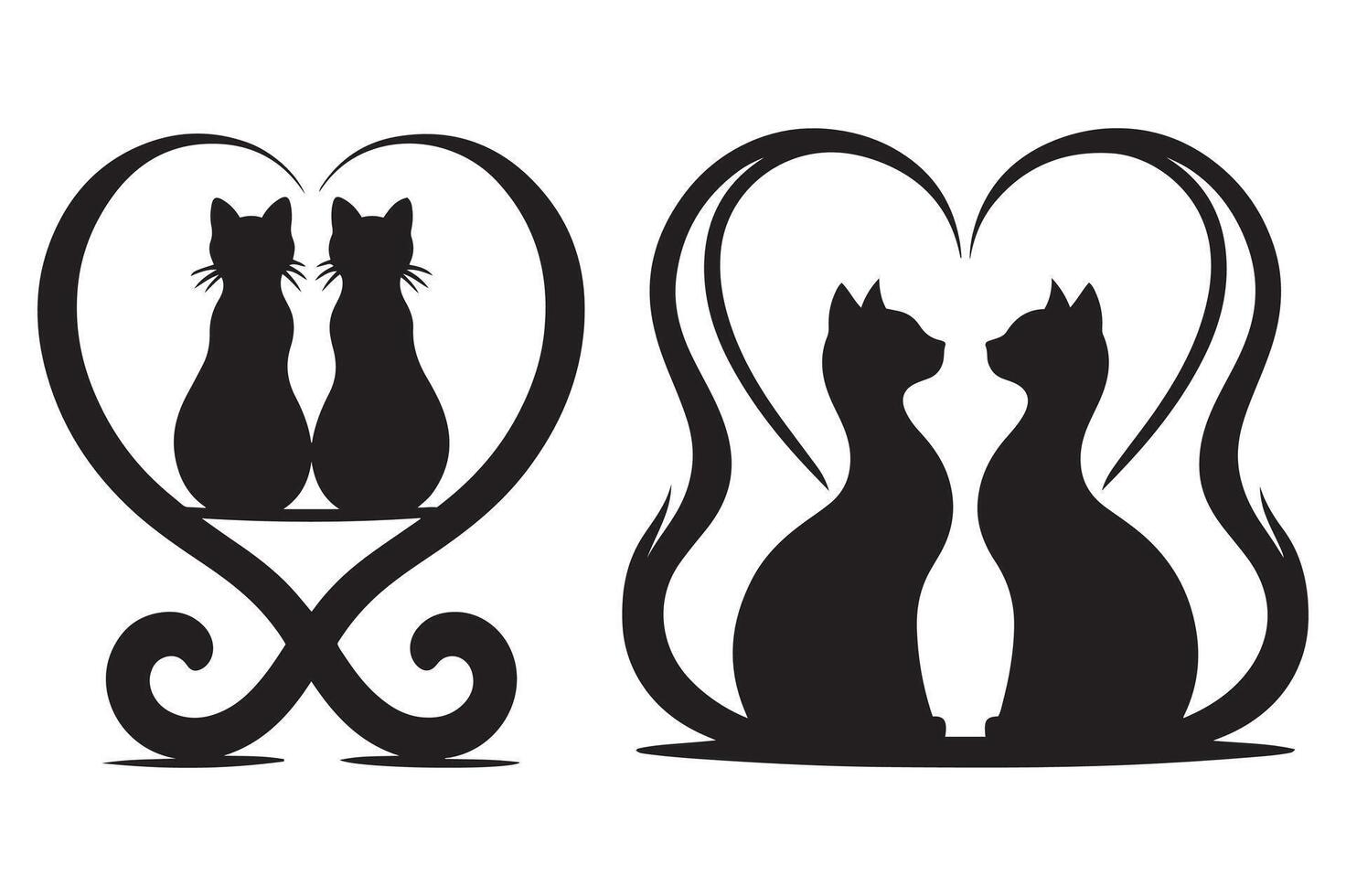 Minimalist Cat Love Silhouette Design vector