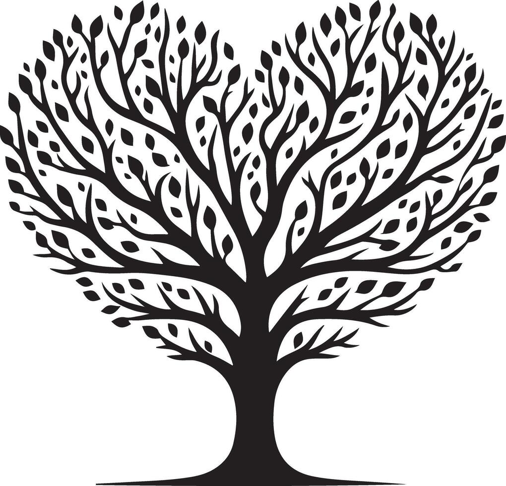 Minimalist Tree Silhouette in Heart Shape vector