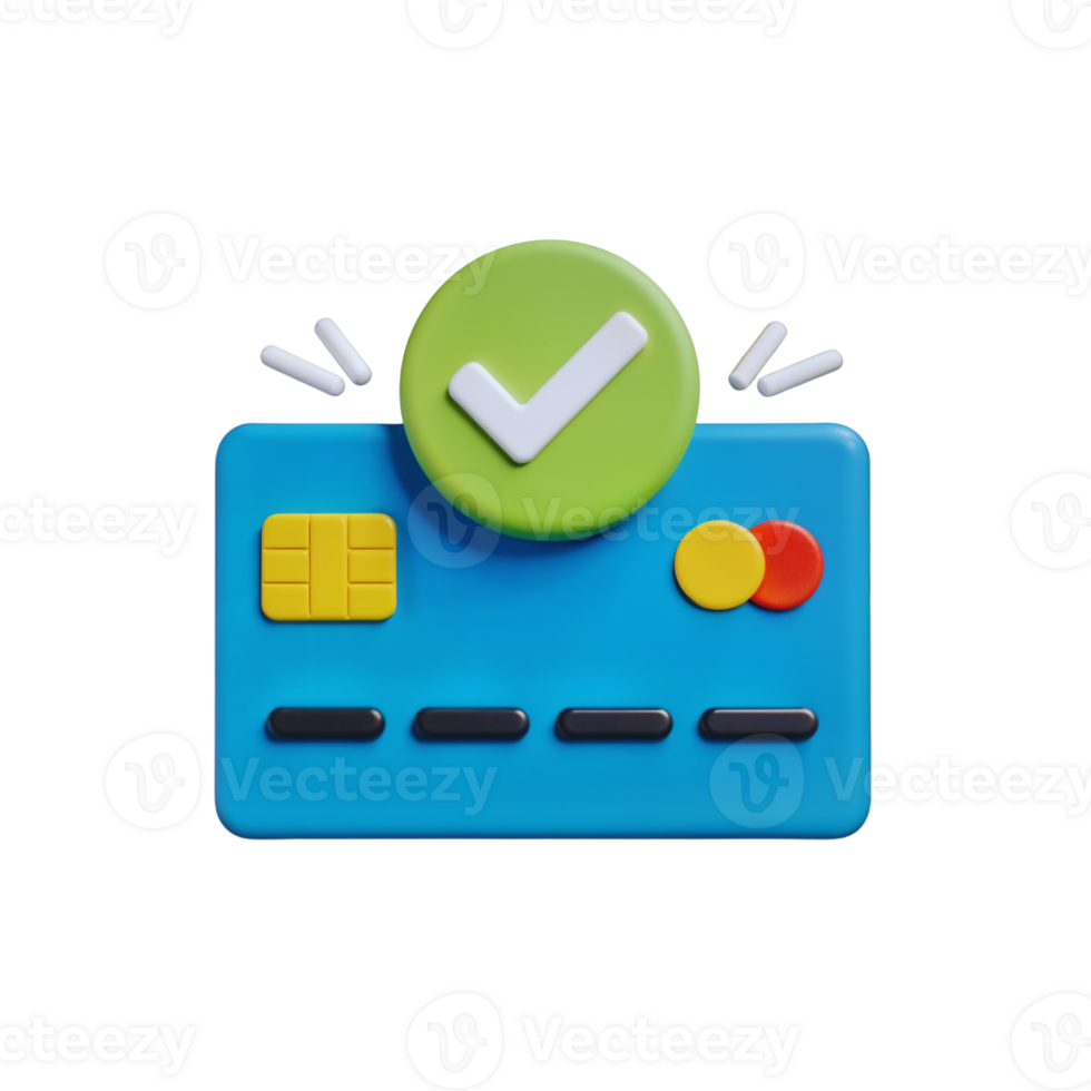 Colorful credit card with a checkmark symbol png