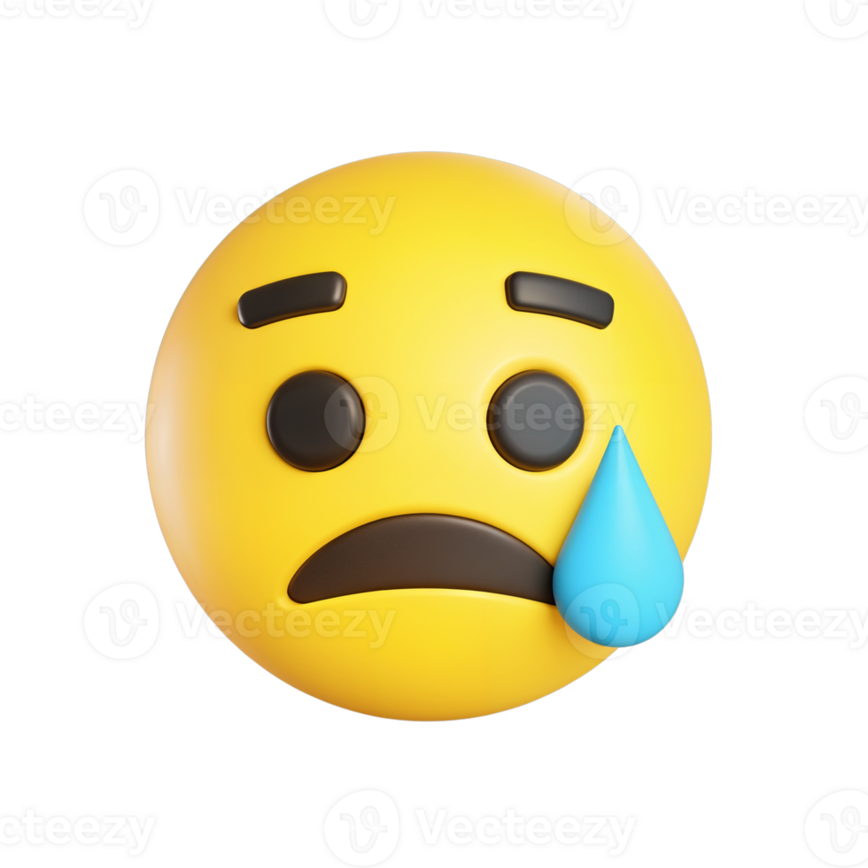 Sad emoji face with a teardrop and a frown expression png