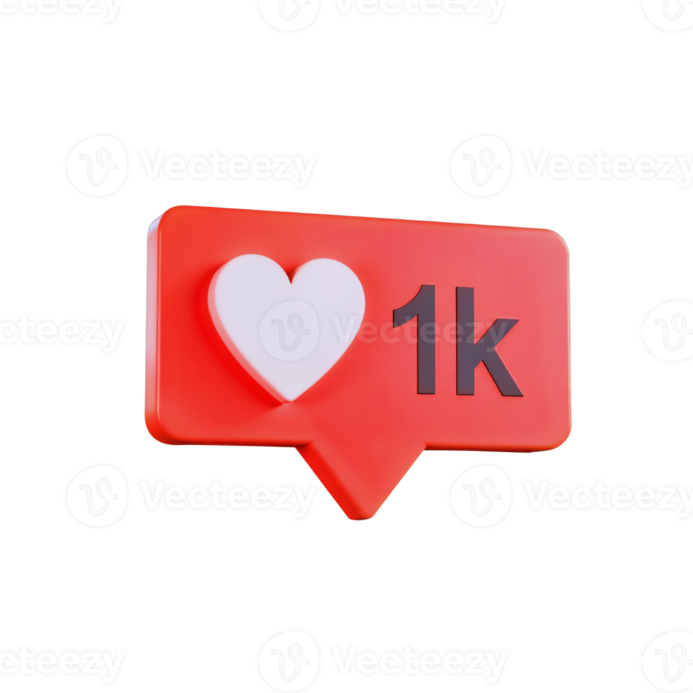 Stylized Social Media Notification with 1K Likes Symbol png