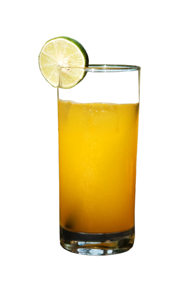 A glass of fresh ice orange juice fruit with lemon piece png