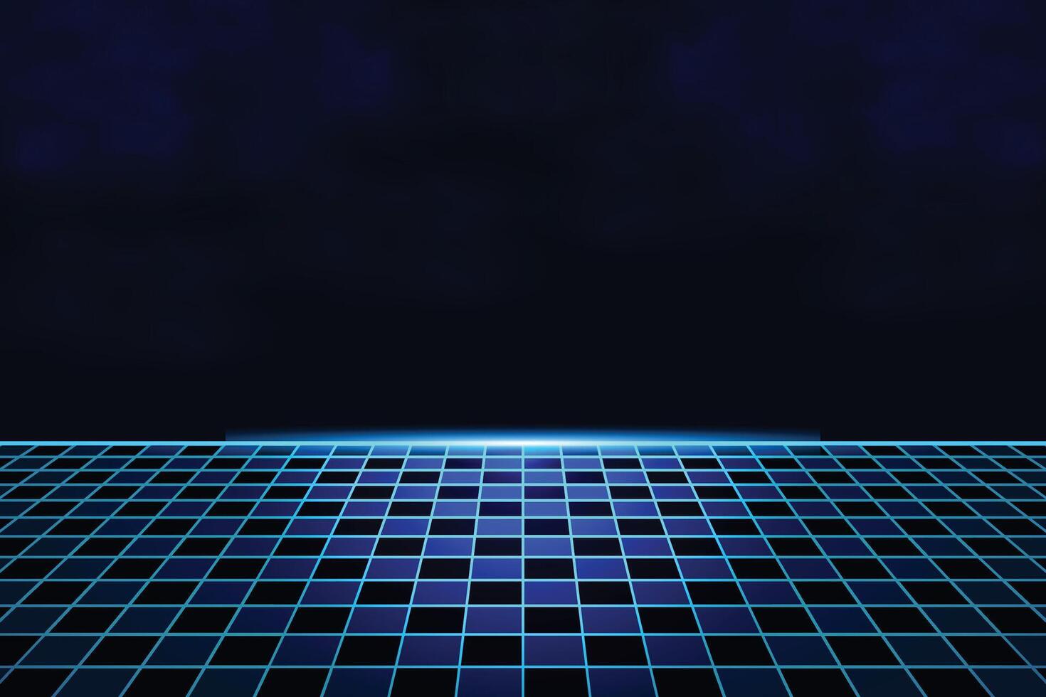 Blue retro cyberpunk futuristic background. Sci-Fi with chessboard floor background vector