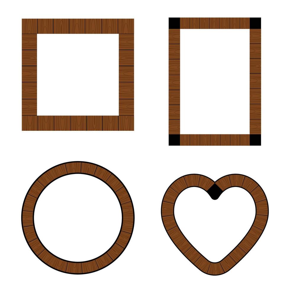 Set of wooden frame border vector