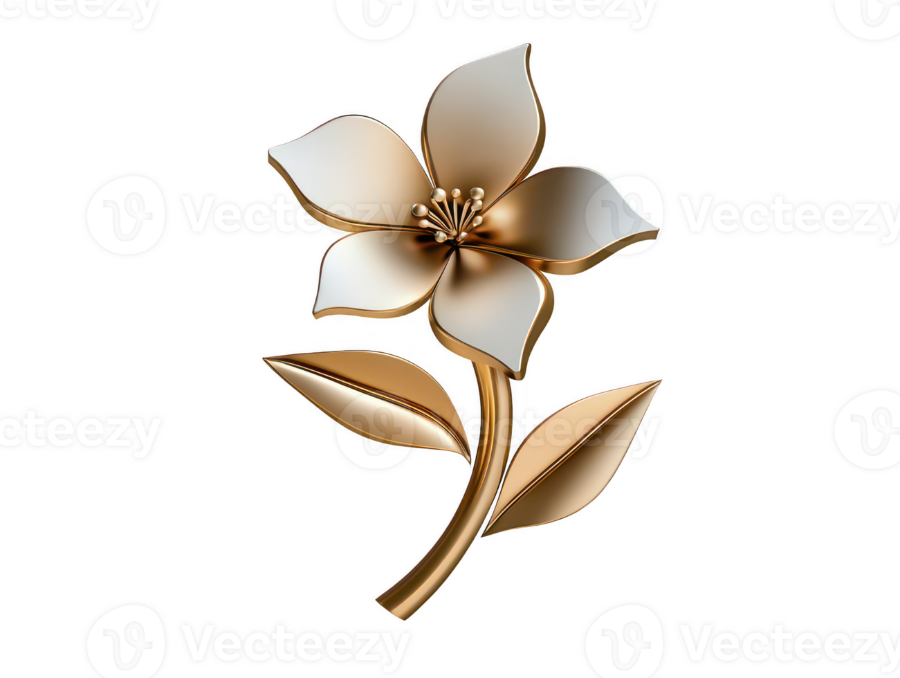 A beautiful golden flower design featuring elegant petals and leaves, showcasing blend of sophistication and nature beauty. This artistic representation evokes sense of luxury and grace png