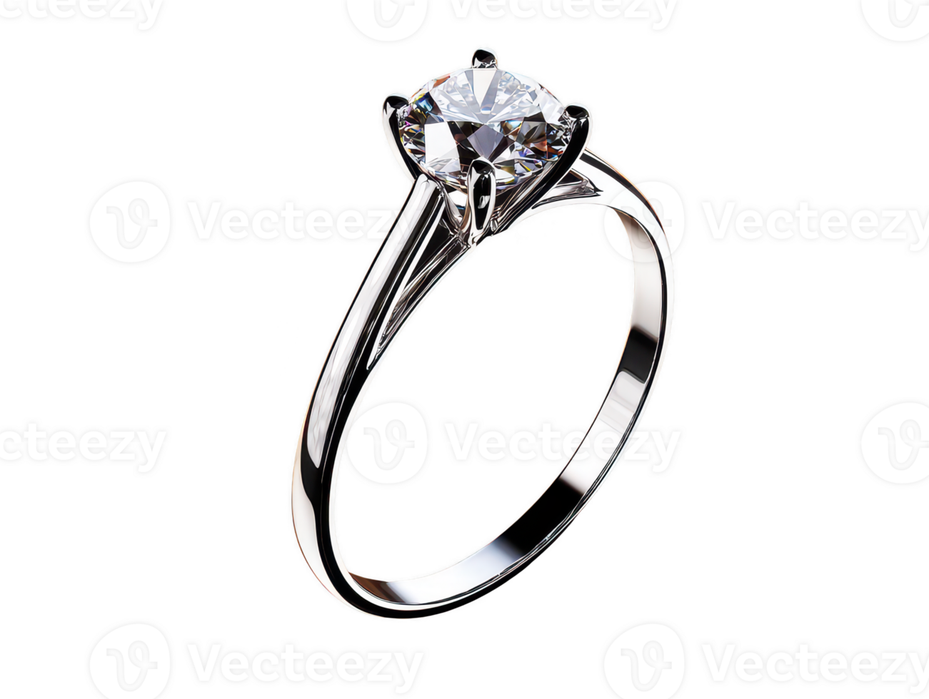 A stunning engagement ring featuring brilliant round diamond set sleek silver band, symbolizing love and commitment. elegant design highlights diamond sparkle, making it perfect choice for special png