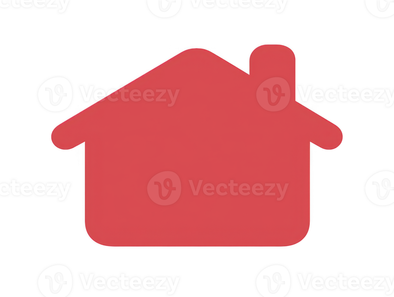 A simple red house icon with chimney, representing home and shelter. This graphic can evoke feelings of warmth and security, making it ideal for various design projects png