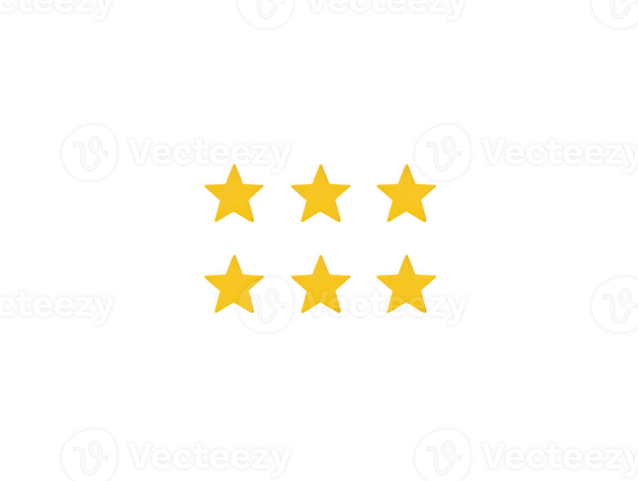 A Bright yellow stars arranged in two rows of three, symbolizing high ratings or quality. These stars evoke sense of excellence and positivity, often used in reviews or awards png