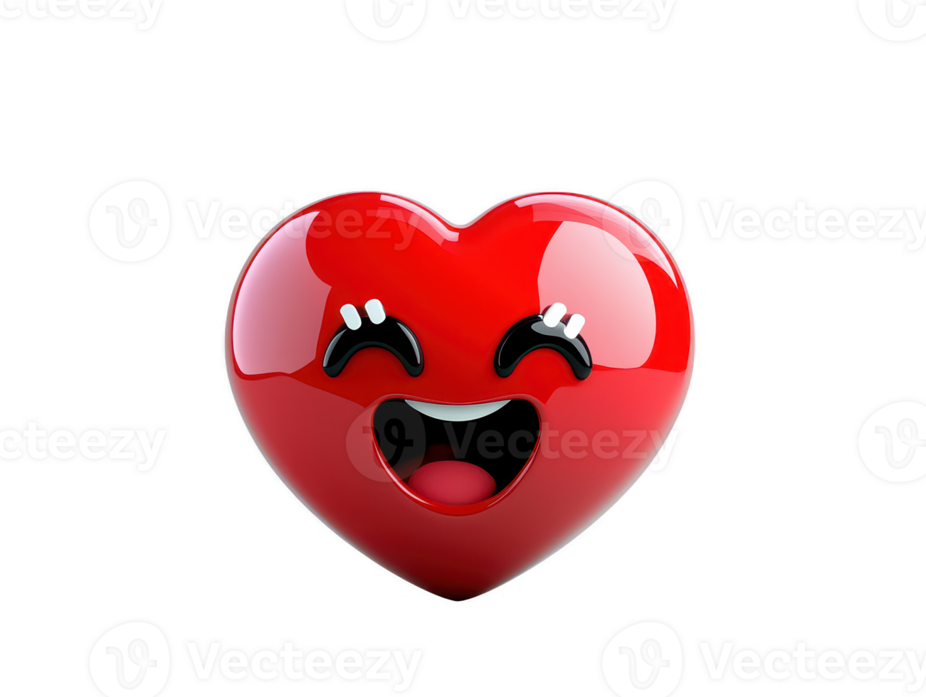 A cheerful red heart emoji with big smile and sparkling eyes, representing love and happiness. This vibrant symbol is perfect for expressing affection and joy in various contexts png
