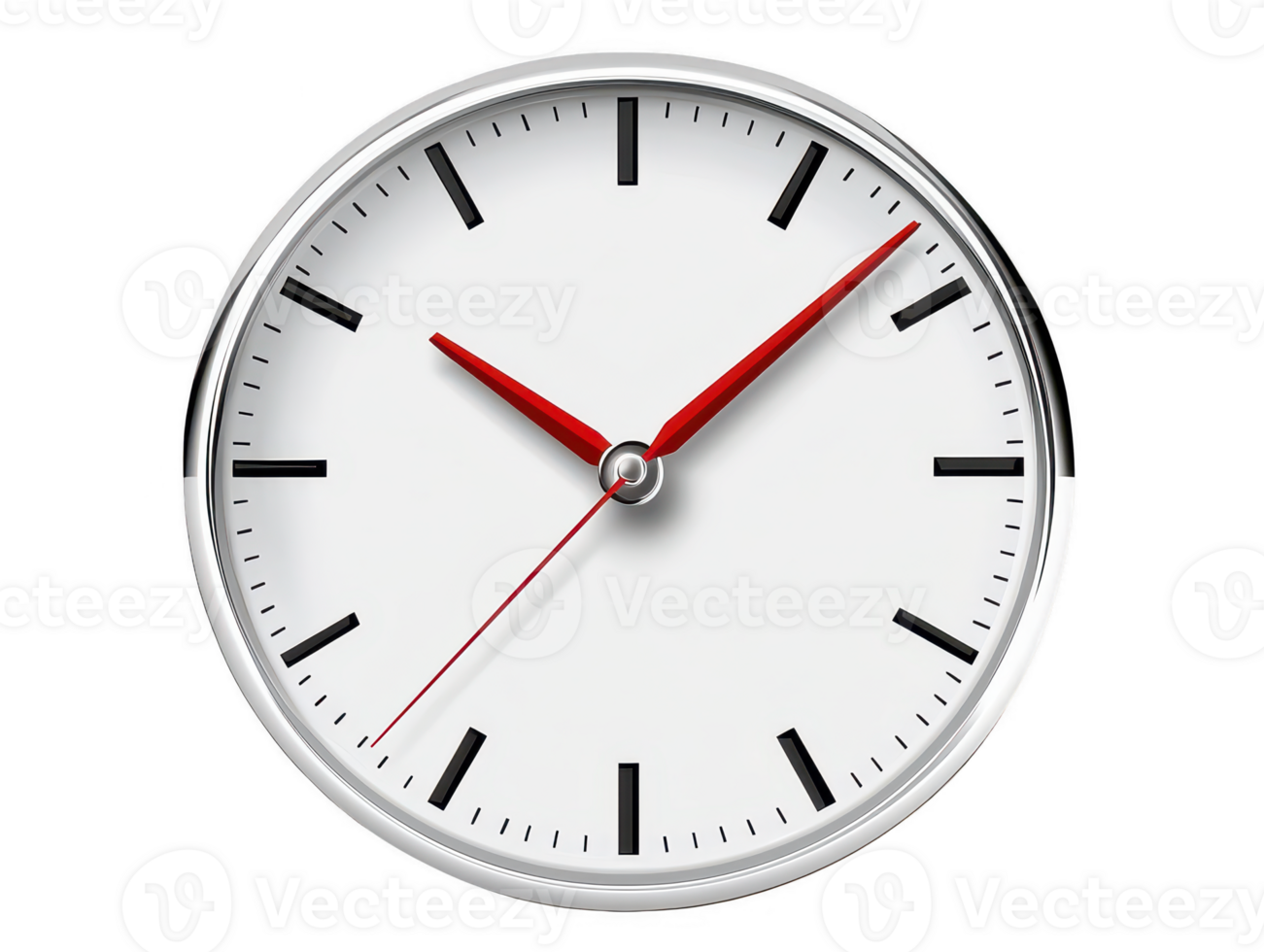 A classic wall clock with white face, black hour markers, and red hour and minute hands, symbolizing passage of time and punctuality png