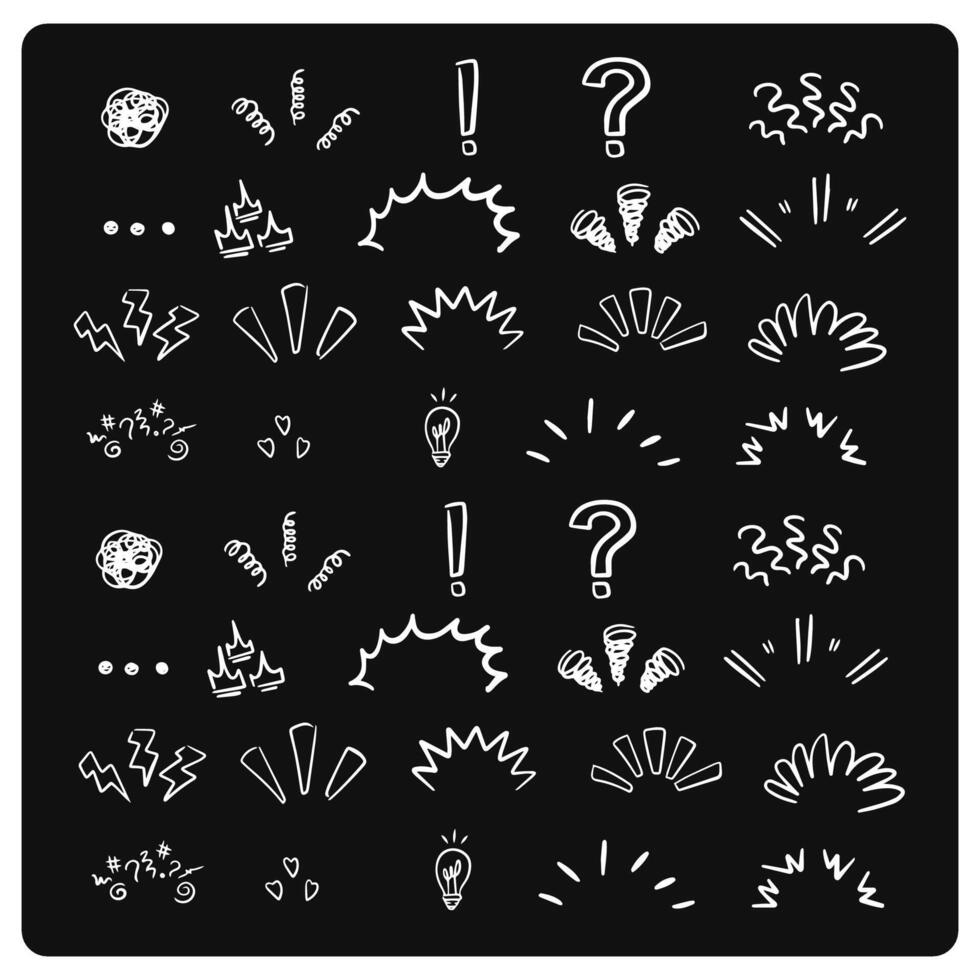 Hand-drawn cute treat set on black background vector
