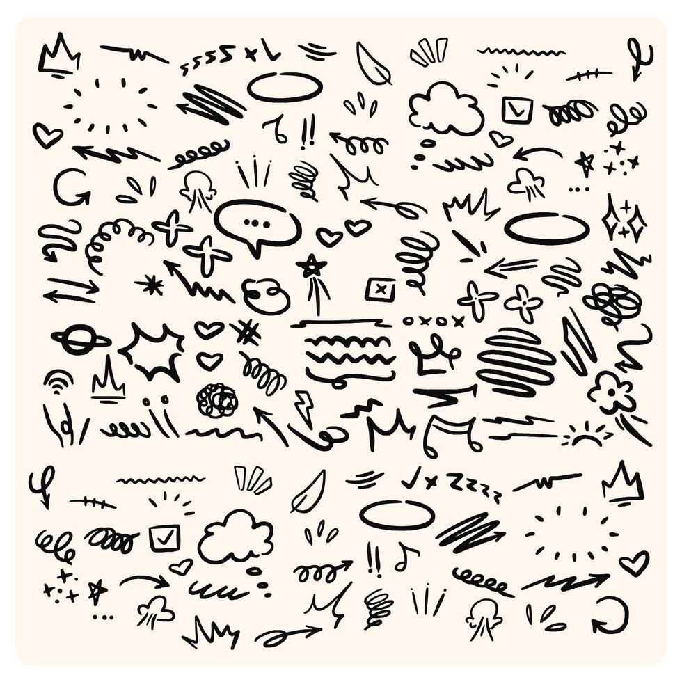 Hand Drawn Doodle Elements Set on White Background vector