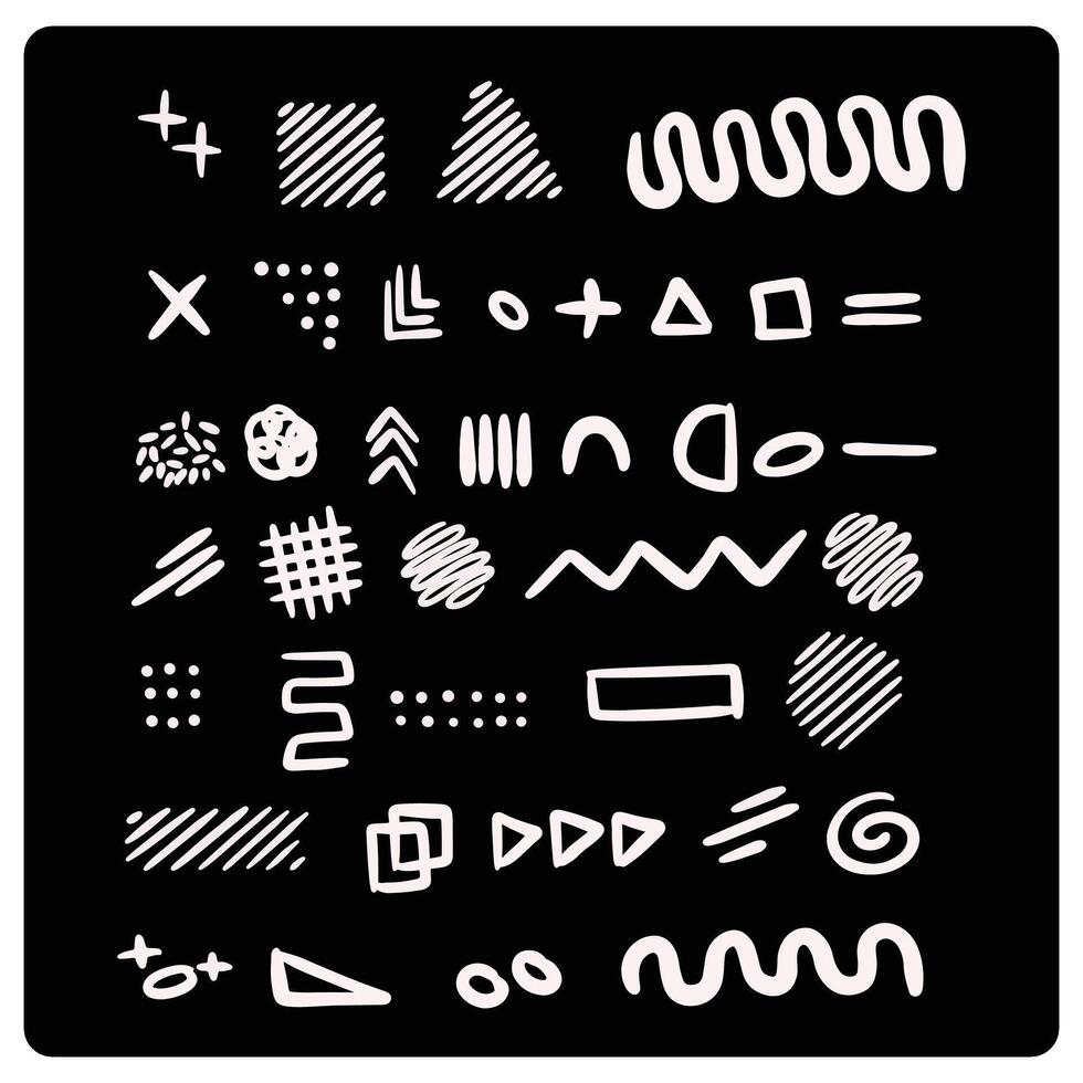 Simple sketch line style elements. Doodle cute ink pen line elements isolated on white background. vector