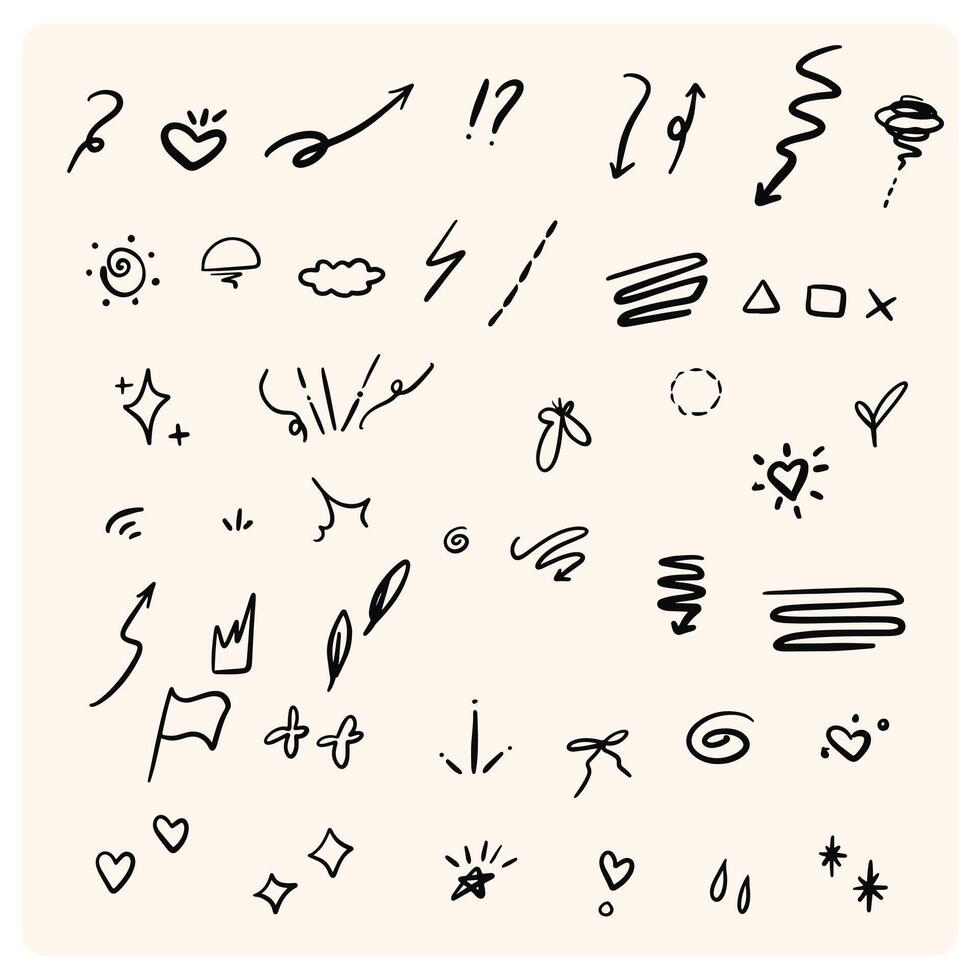 Sketch line simple elements with doodle style drawing vector
