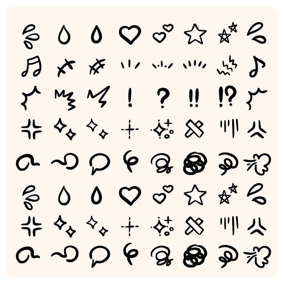 Simple sketch line style elements with doodle style drawing vector