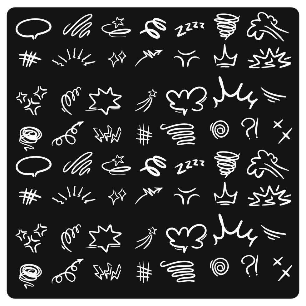 Hand drawn doodle sketch style on black background vector