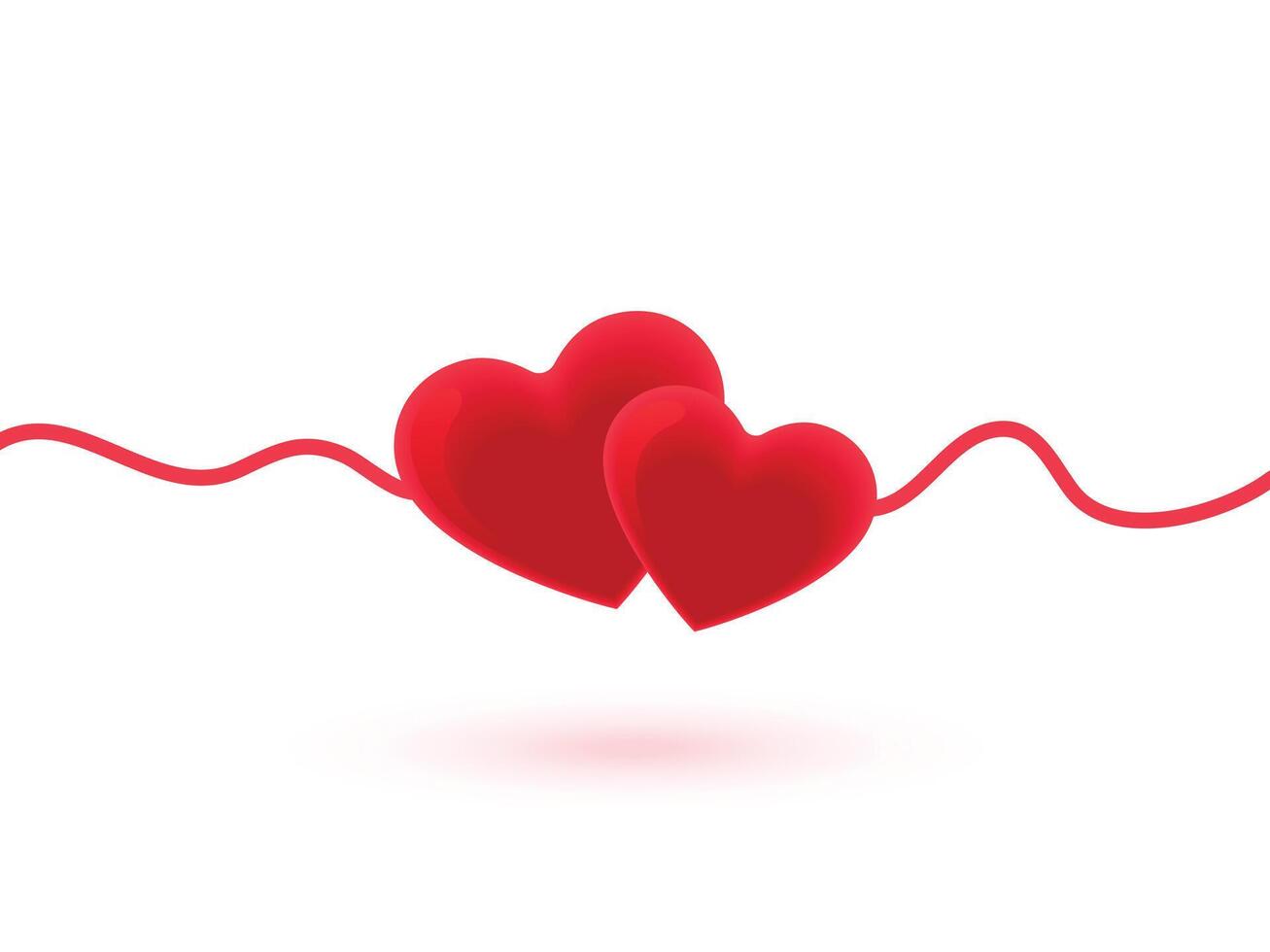 Cute 3D heart icon with Red wave form, iridescent smooth gradient brush stroke isolated motion element, transparent background. Dream glow abstract dynamic watercolor shape vector