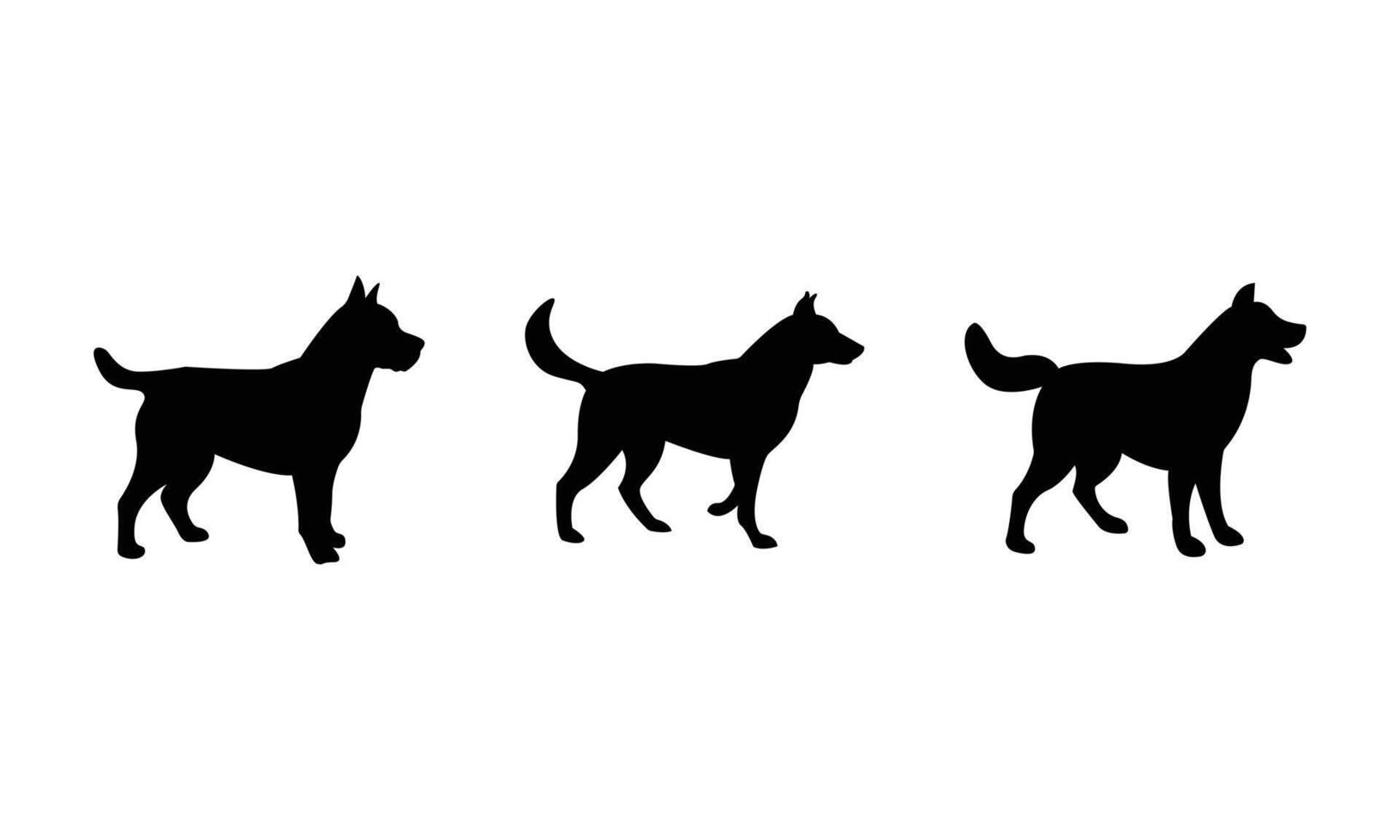 Black Dog collection. Silhouette of black Dog, Cute Dog breed symbol, sticker, or icon. Wild animal or Dog Silhouette Adobe Illustrator Artwork vector