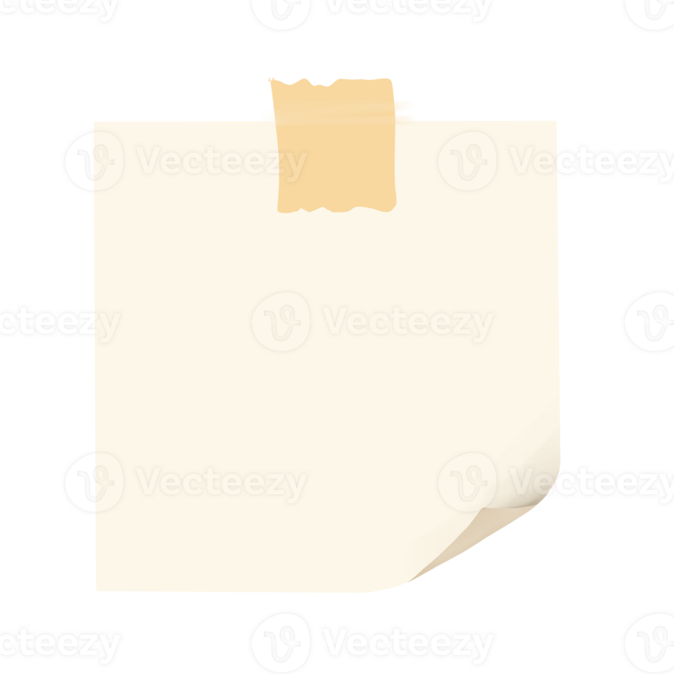 Sticky Note with Tape curled at the corner png