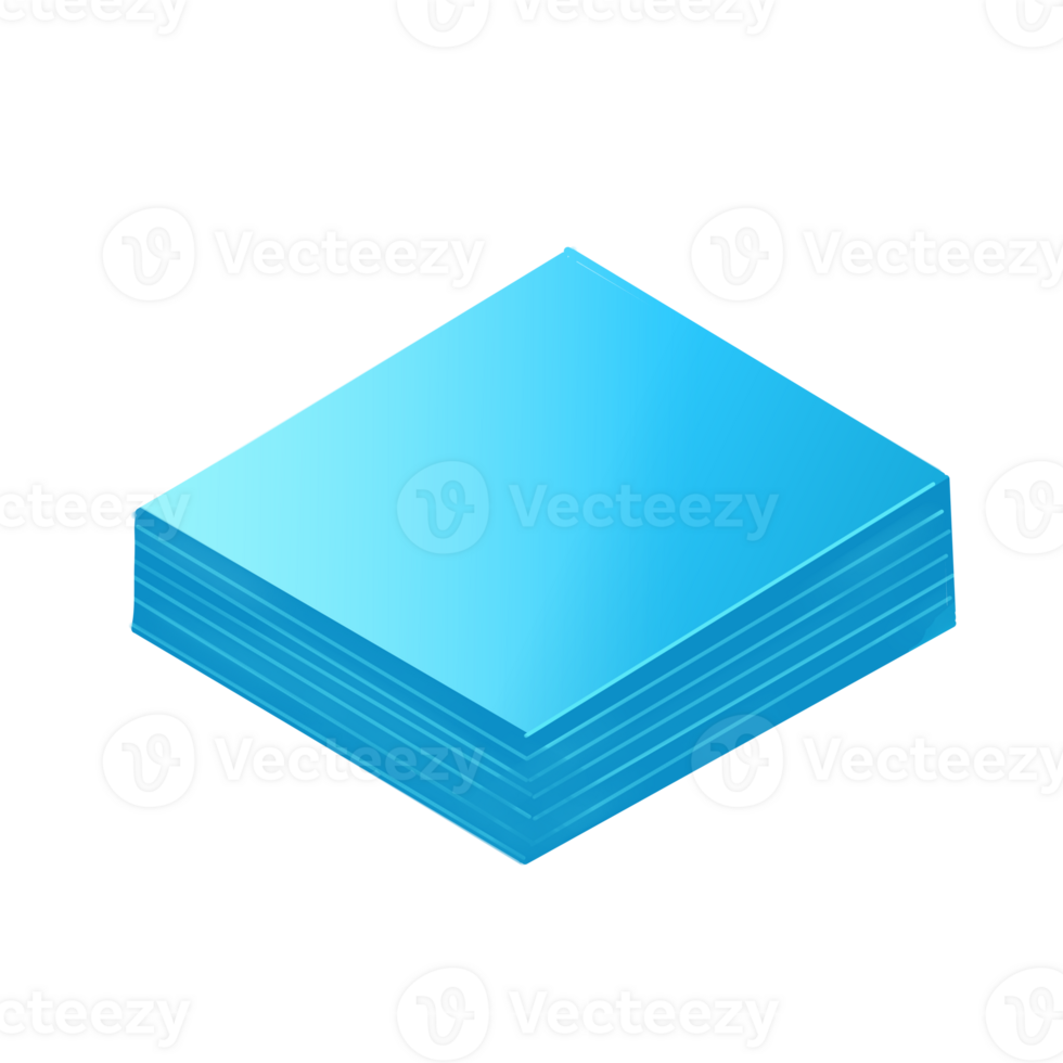 Illustration of a Stack of Blue Paper Sheets png