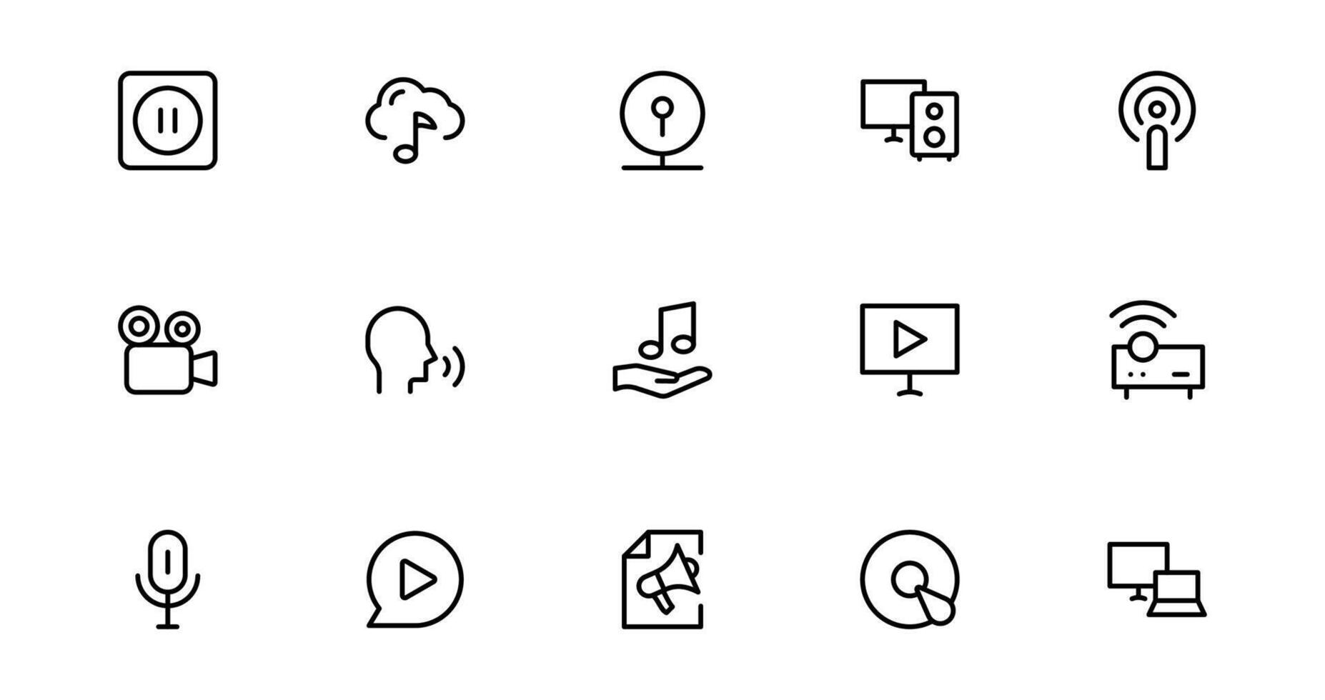 Audio Icons set Collection for Creative Projects. This Set Features Multimedia, Sound, and Symbols Perfect for UI and Web Design. vector
