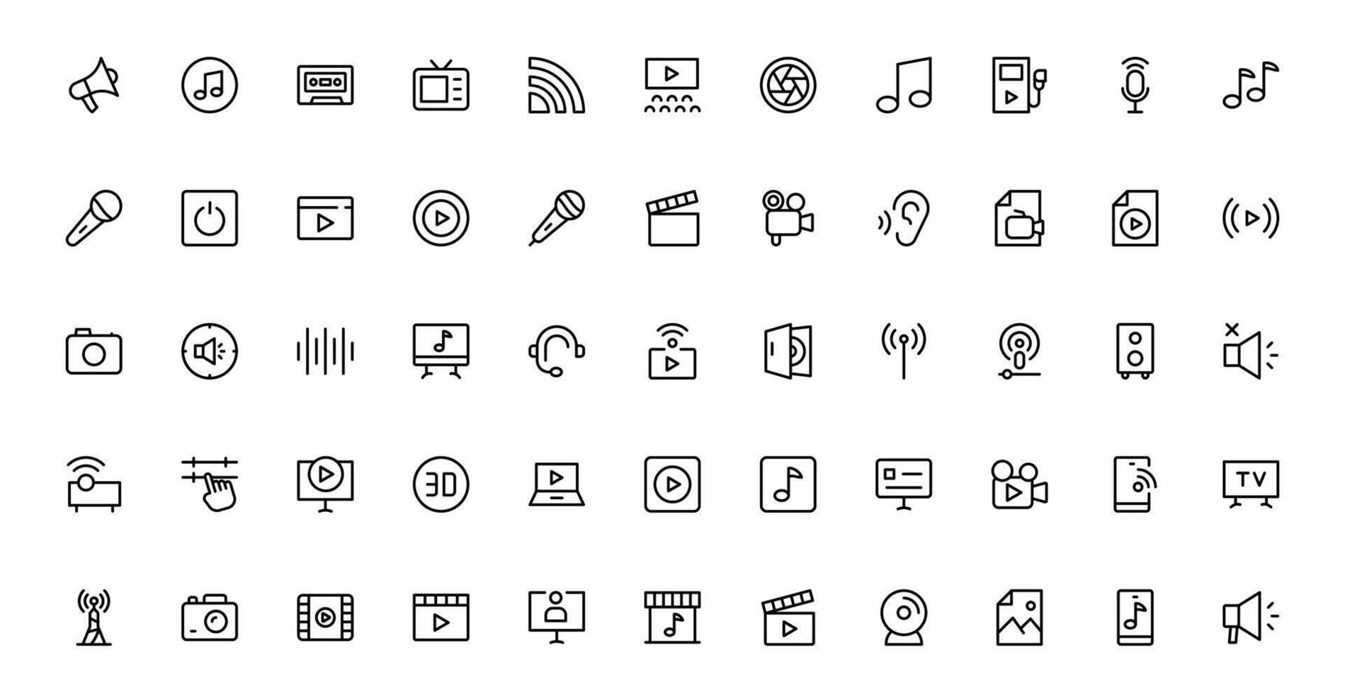 Explore Our Audio Icons Collection for Creative Projects. This Set Features Multimedia, Sound, and Symbols Design. vector