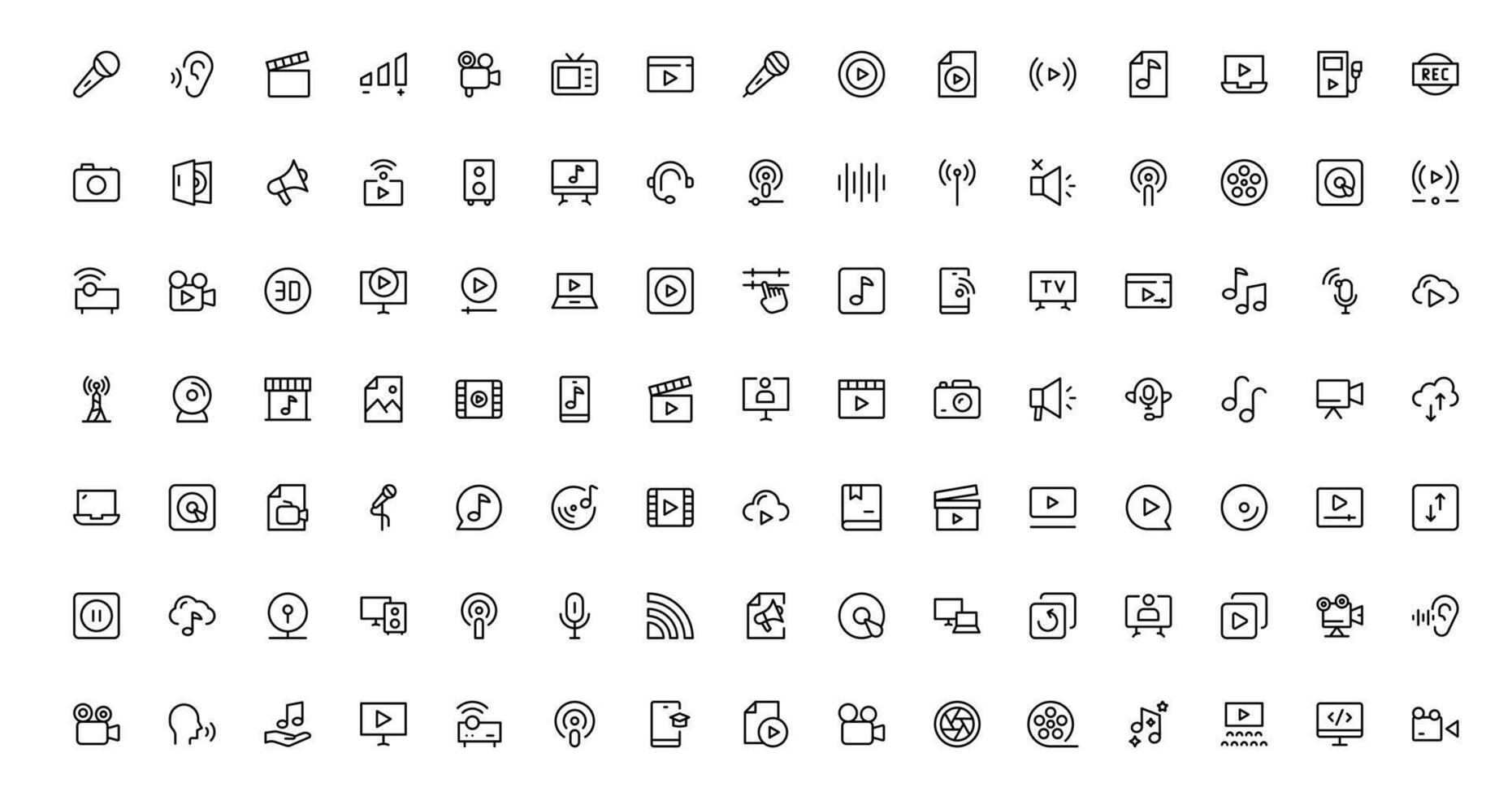 Explore Our Audio Icons Collection for Creative Projects. This Set Features Multimedia, Sound, and Symbols Perfect Web Design. vector
